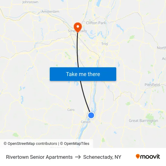 Rivertown Senior Apartments to Schenectady, NY map