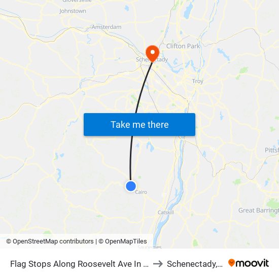 Flag Stops Along Roosevelt Ave In Cairo to Schenectady, NY map