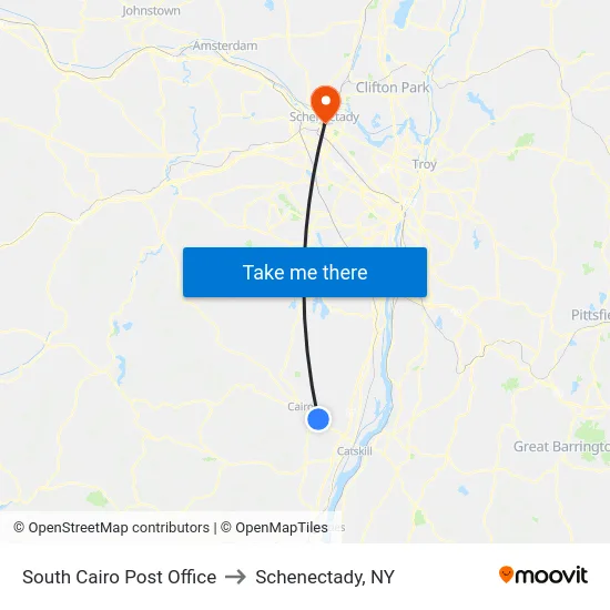 South Cairo Post Office to Schenectady, NY map