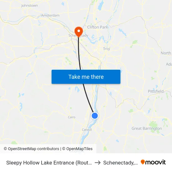 Sleepy Hollow Lake Entrance (Route 385) to Schenectady, NY map
