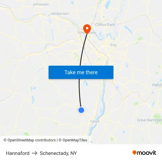 Hannaford to Schenectady, NY map