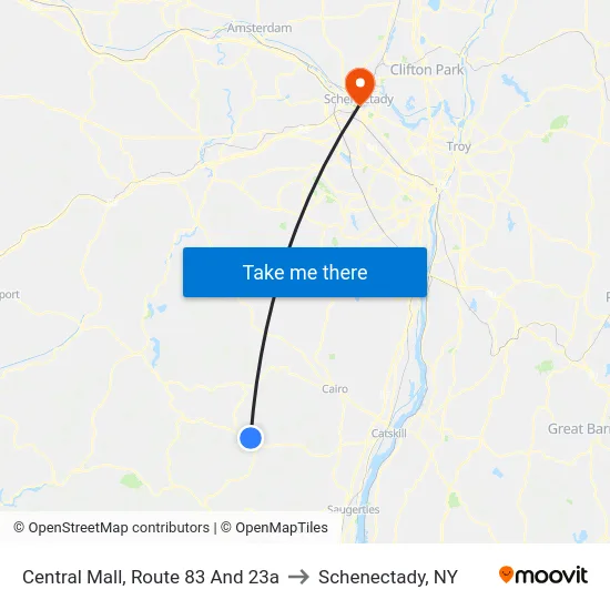 Central Mall, Route 83 And 23a to Schenectady, NY map