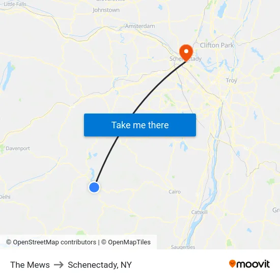 The Mews to Schenectady, NY map