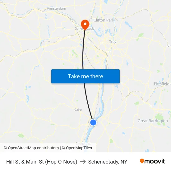 Hill St & Main St (Hop-O-Nose) to Schenectady, NY map