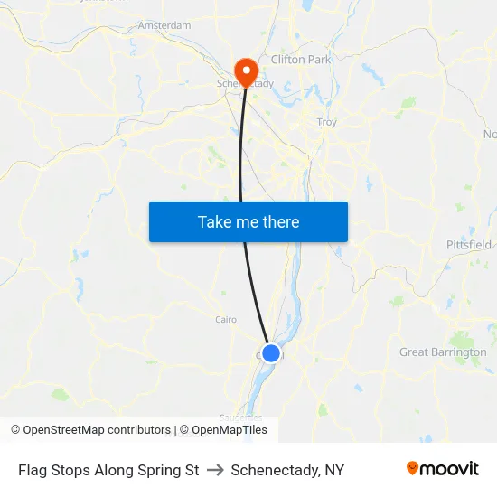 Flag Stops Along Spring St to Schenectady, NY map