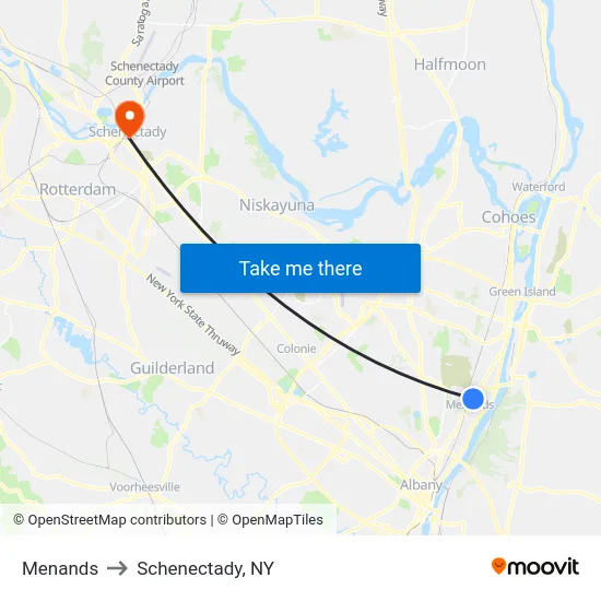 Menands to Schenectady, NY map