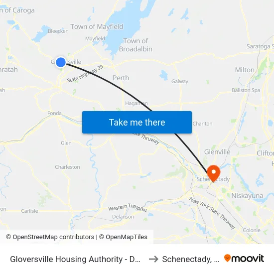 Gloversville Housing Authority - Dubois to Schenectady, NY map
