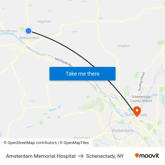 Amsterdam Memorial Hospital to Schenectady, NY map