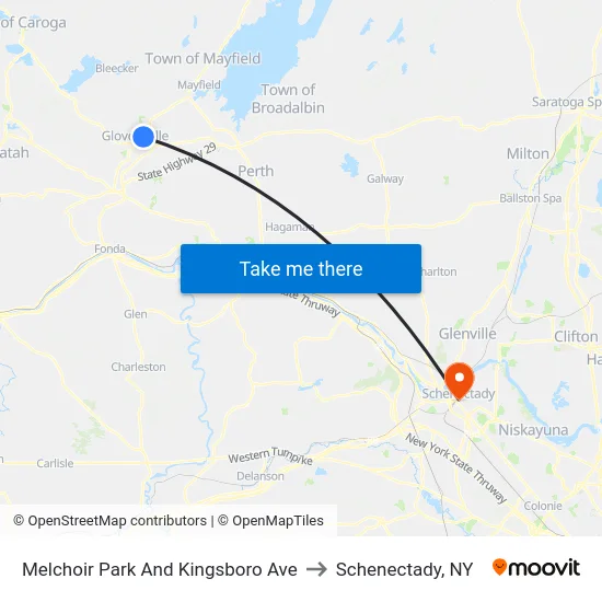 Melchoir Park And Kingsboro Ave to Schenectady, NY map