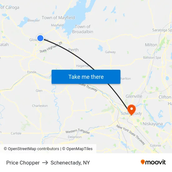 Price Chopper to Schenectady, NY map