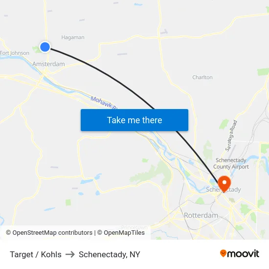 Target / Kohls to Schenectady, NY map