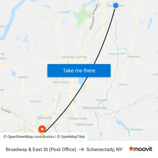 Broadway & East St (Post Office) to Schenectady, NY map
