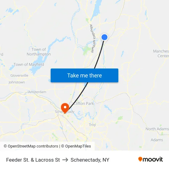 Feeder St. & Lacross St to Schenectady, NY map