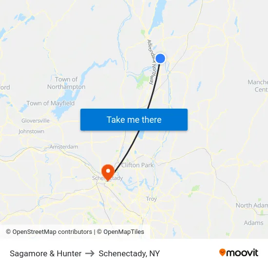 Sagamore & Hunter to Schenectady, NY map