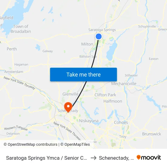 Saratoga Springs Ymca / Senior Center to Schenectady, NY map