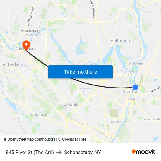 845 River St (The Ark) to Schenectady, NY map
