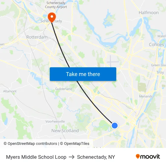Myers Middle School Loop to Schenectady, NY map