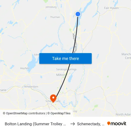 Bolton Landing (Summer Trolley Only) to Schenectady, NY map