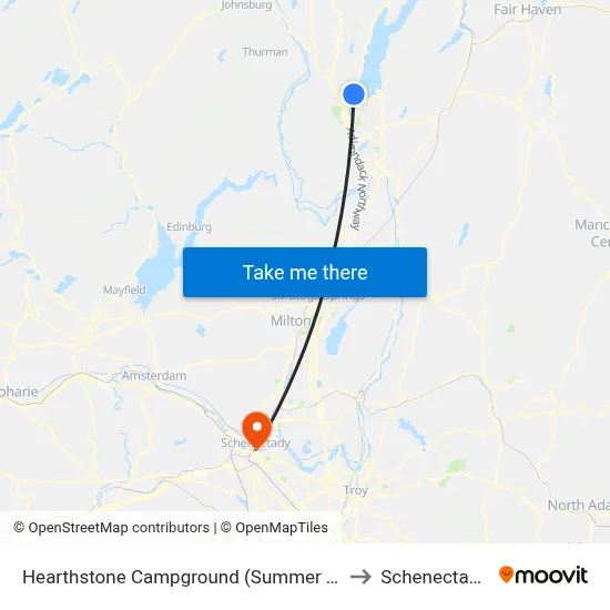 Hearthstone Campground (Summer Trolley Only) to Schenectady, NY map