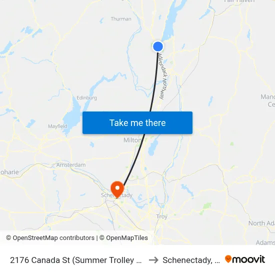 2176 Canada St (Summer Trolley Only) to Schenectady, NY map