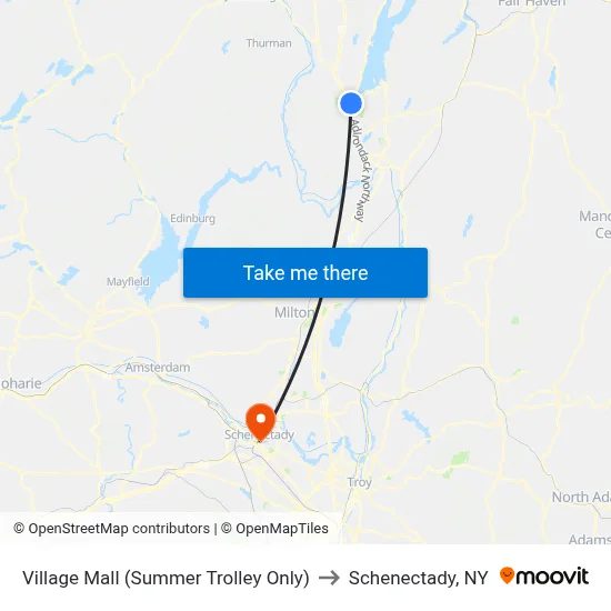 Village Mall (Summer Trolley Only) to Schenectady, NY map