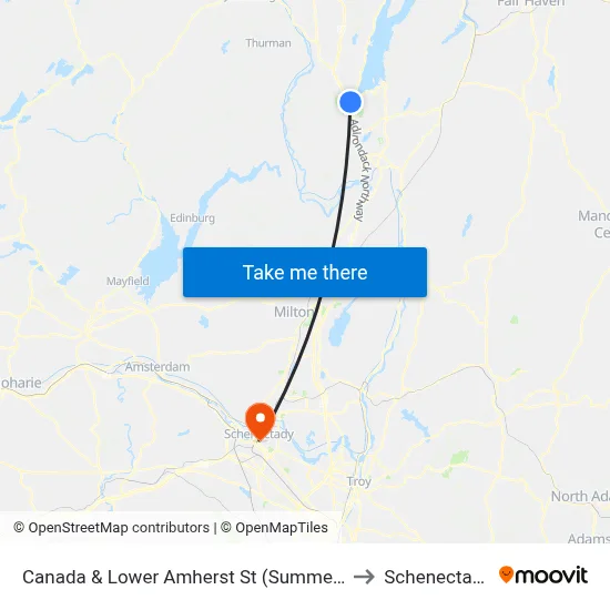 Canada & Lower Amherst St (Summer Trolley Only) to Schenectady, NY map