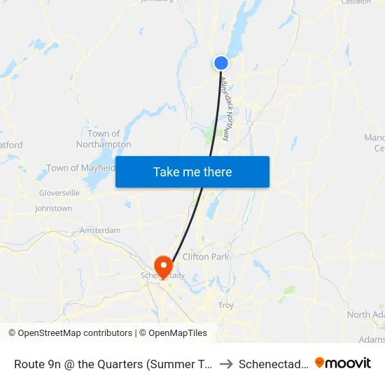Route 9n @ the Quarters (Summer Trolley Only) to Schenectady, NY map