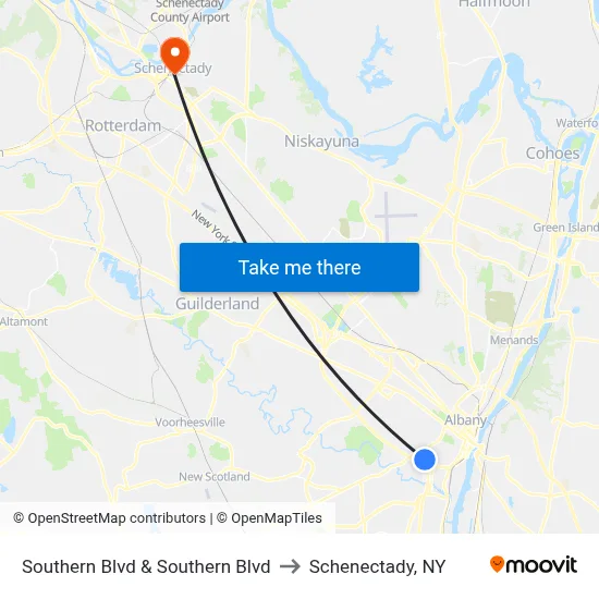 Southern Blvd & Southern Blvd to Schenectady, NY map