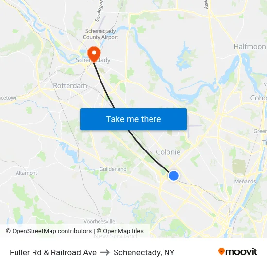 Fuller Rd & Railroad Ave to Schenectady, NY map
