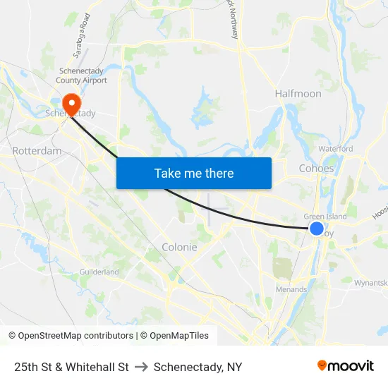25th St & Whitehall St to Schenectady, NY map