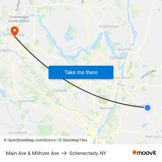 Main Ave & Milhizer Ave to Schenectady, NY map