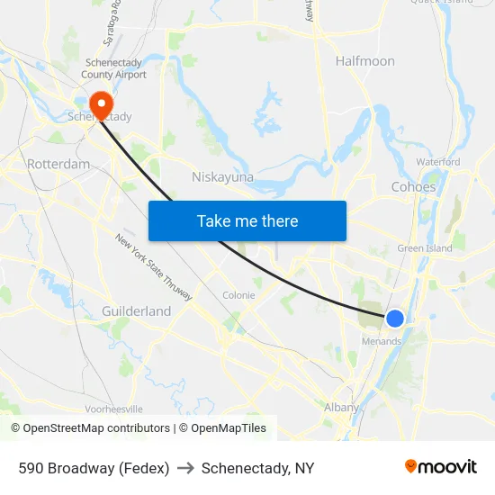 590 Broadway (Fedex) to Schenectady, NY map