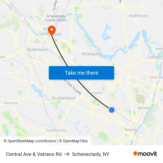 Central Ave & Vatrano Rd to Schenectady, NY map