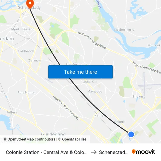 Colonie Station - Central Ave & Colonie Center to Schenectady, NY map