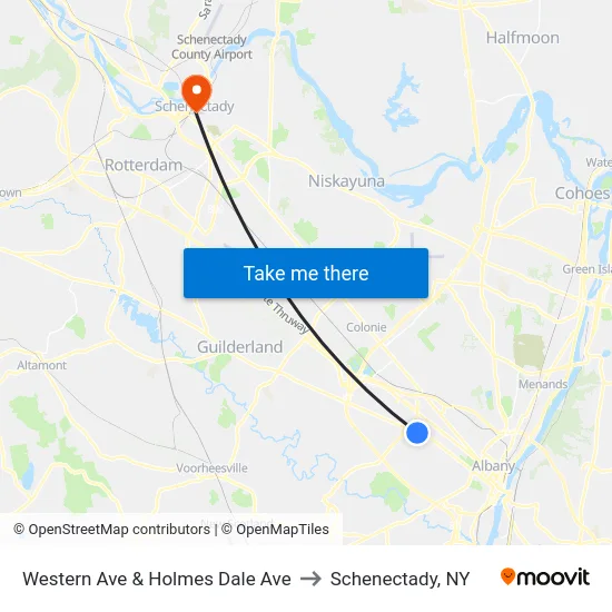 Western Ave & Holmes Dale Ave to Schenectady, NY map