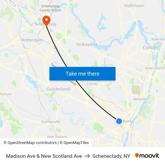 Madison Ave & New Scotland Ave to Schenectady, NY map