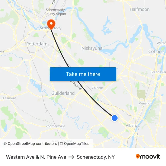 Western Ave & N. Pine Ave to Schenectady, NY map