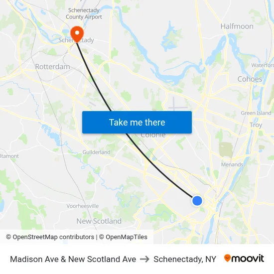 Madison Ave & New Scotland Ave to Schenectady, NY map