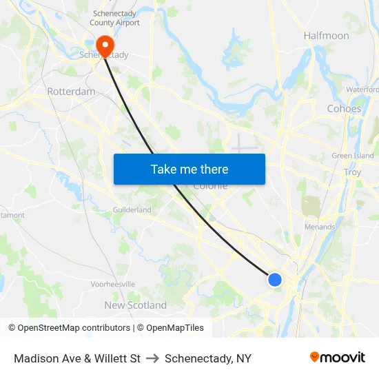 Madison Ave & Willett St to Schenectady, NY map
