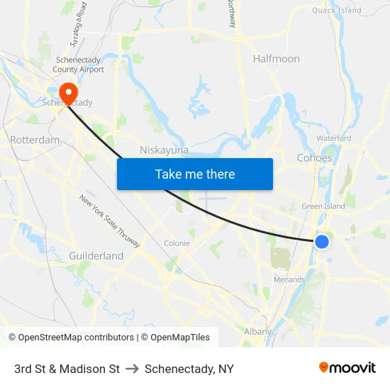 3rd St & Madison St to Schenectady, NY map