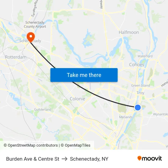Burden Ave & Centre St to Schenectady, NY map