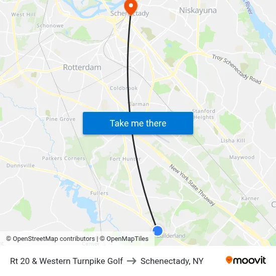 Rt 20 & Western Turnpike Golf to Schenectady, NY map