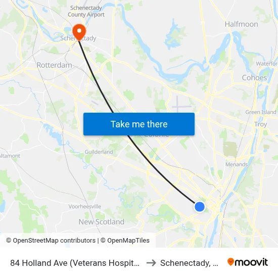 84 Holland Ave (Veterans Hospital) to Schenectady, NY map