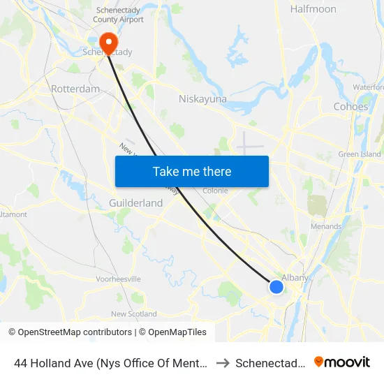 44 Holland Ave (Nys Office Of Mental Health) to Schenectady, NY map