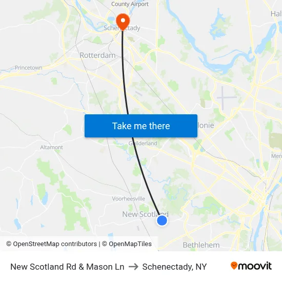New Scotland Rd & Mason Ln to Schenectady, NY map