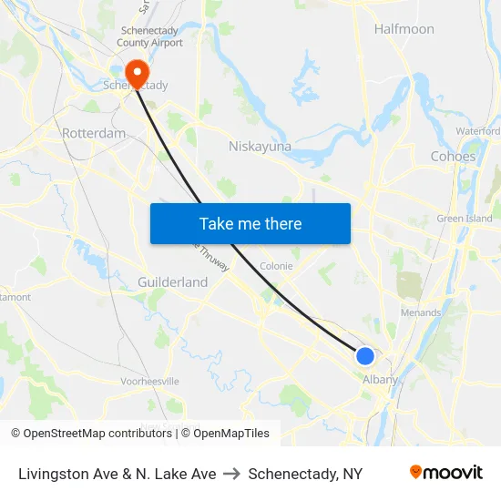 Livingston Ave & N. Lake Ave to Schenectady, NY map