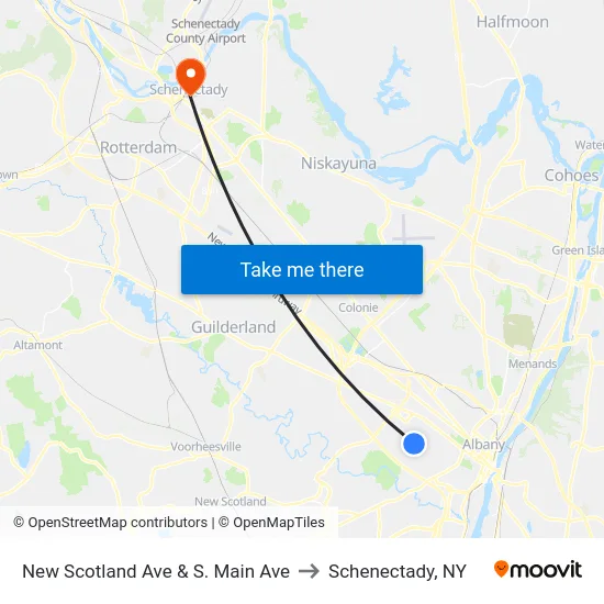 New Scotland Ave & S. Main Ave to Schenectady, NY map