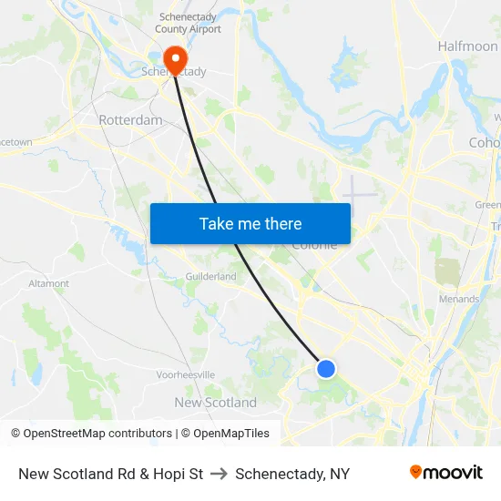 New Scotland Rd & Hopi St to Schenectady, NY map
