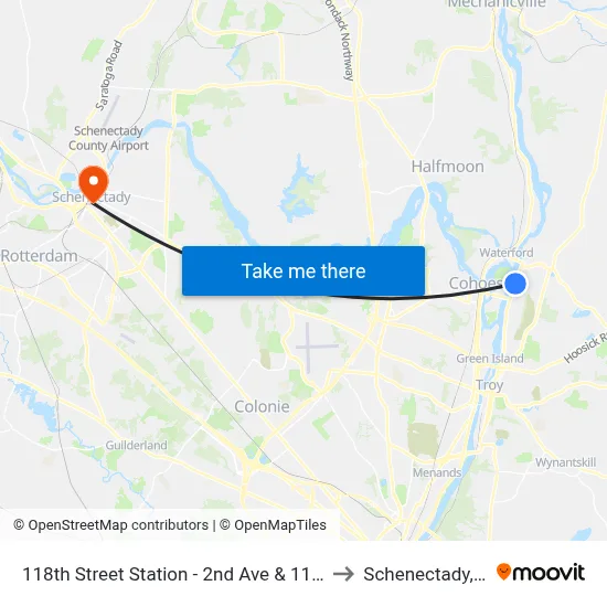 118th Street Station - 2nd Ave & 118th St to Schenectady, NY map