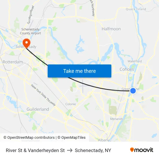 River St & Vanderheyden St to Schenectady, NY map